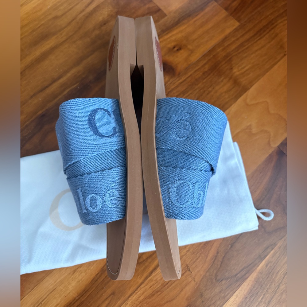 Chloe woody logo strap slides sandals size 42, NEW - Picture 6 of 17
